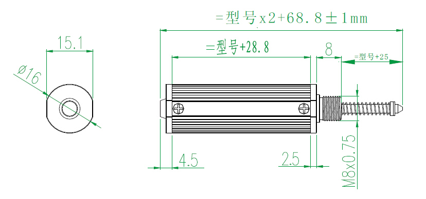 MIRAN米朗科技KSP微型外置彈簧自復位式圓管位移傳感器安裝尺寸 MIRAN米朗科技KSP微型外置彈簧自復位式圓管位移傳感器安裝尺寸