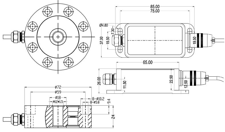輪輻式拉壓力傳感器安裝尺寸