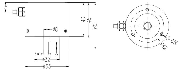六、防水型磁感應(yīng)多圈角度傳感器安裝尺寸